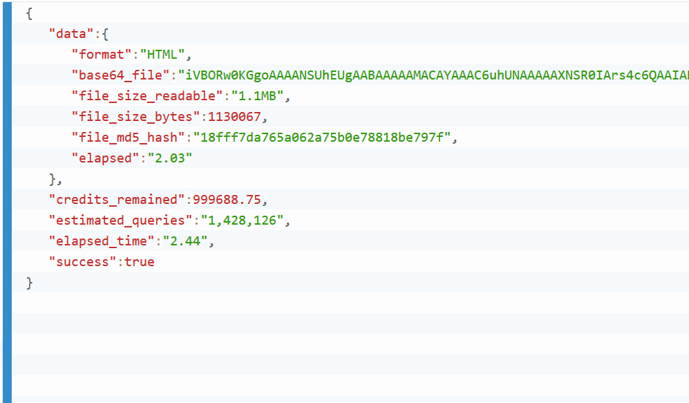 Example JSON API Output