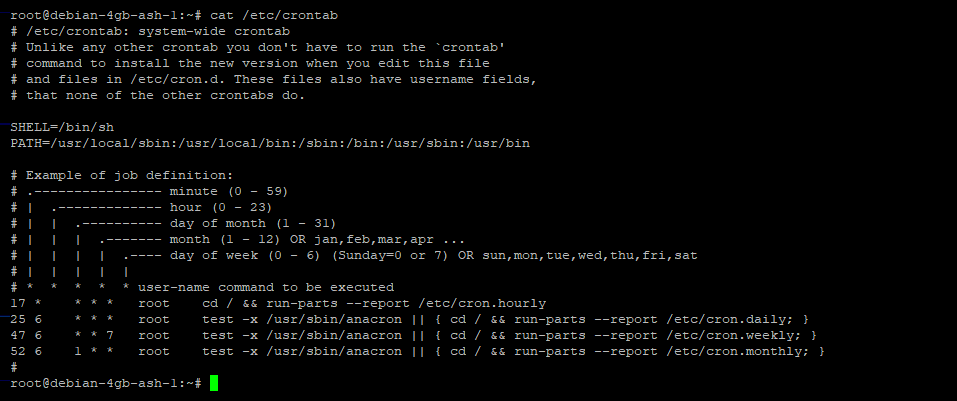 Content of /etc/crontab on an Ubuntu server
